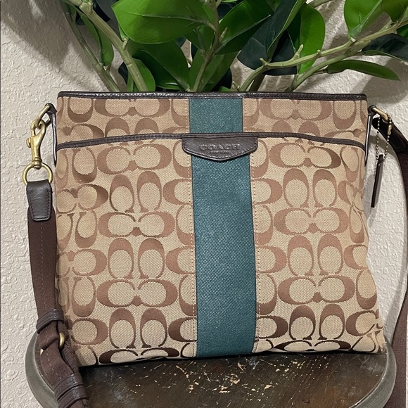 Coach Handbags - Coach Brown and Teal Crossbody Bag